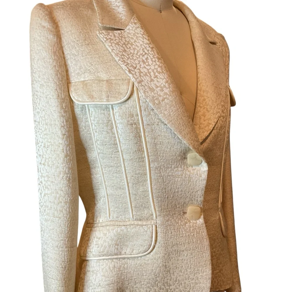 Max Nugus Haute Couture Cream Textured Blazer